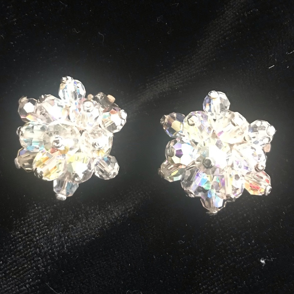Vintage Crystal Cluster Clip-on Earrings